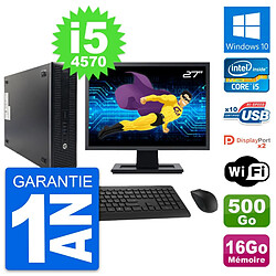 PC HP 600 G1 SFF Ecran 27" Intel i5-4570 RAM 16Go Disque 500Go Windows 10 Wifi · Occasion 