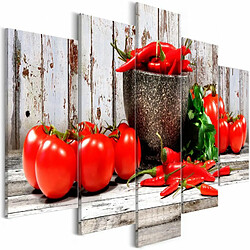 Paris Prix Tableau 5 Panneaux Red Vegetables Wood Wide 100 x 200 cm 