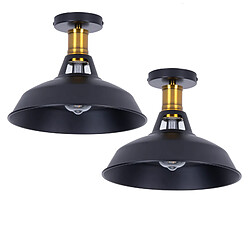 Stoex (2X) Lampe de Plafond Rétro Plafonnier en Fer Métallique Luminaire Plafonnier D'Intérieur Vintage E27 (Noir) Pour Chambre À Coucher, Restaurant 