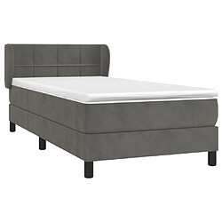 Avis Maison Chic Lit Adulte - Lit simple Lit à sommier tapissier et matelas moelleux - Meuble de Chambre - Gris foncé 90x200 cm Velours -MN66477