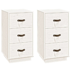 Maison Chic Lot de 2 Tables de chevet - Tables de Nuit Blanc 40x40x75 cm Bois de pin massif