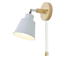 Universal Intérieur nordique Lampe murale en bois côté lit 27 chambre couloir 47 lampes murales 4 couleurs avec fermeture à glissière interrupteur pivotant librement (blanc) 