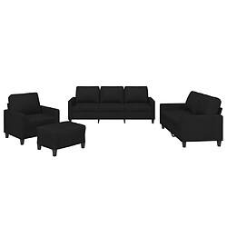 vidaXL Ensemble de canapés 4 pcs avec coussins Noir Tissu