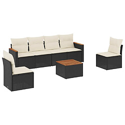 Maison Chic Ensemble Tables et chaises d'extérieur 7pcs avec coussins,Salon de jardin noir résine tressée -GKD406062