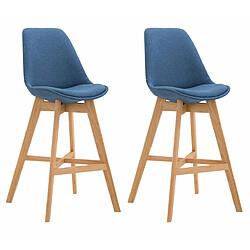 Decoshop26 Lot de 2 tabouret de bar chaise haute design moderne en tissu bleu 10_0001295