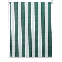 Decoshop26 Store enrouleur de fenêtre occultant protection solaire store à tirage latéral 40x160cm opaque vert blanc 04_0004529 