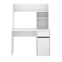 Pegane Meuble de bureau, table de bureau en bois mélaminé coloris blanc - Longueur 110 x Profondeur 50 x Hauteur 152 cm