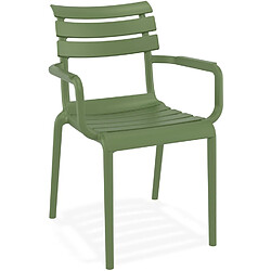 Alterego Chaise de jardin avec accoudoirs 'FLORA' vert en matière plastique