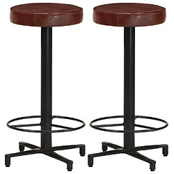 vidaXL Tabourets de bar lot de 2 66 cm cuir véritable 