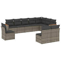 Maison Chic Salon de jardin avec coussins 10 pcs, Ensemble Tables et chaises de jardin, gris résine tressée -GKD686502