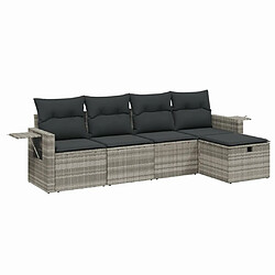 vidaXL Salon de jardin 5 pcs avec coussins gris clair résine tressée