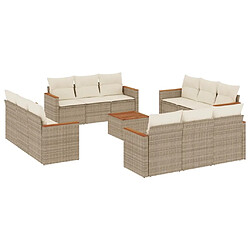 Maison Chic Salon de jardin avec coussins 13 pcs, Ensemble Tables et chaises de jardin, beige résine tressée -GKD639613