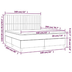 vidaXL Sommier à lattes de lit avec matelas Taupe 160x200 cm Tissu pas cher