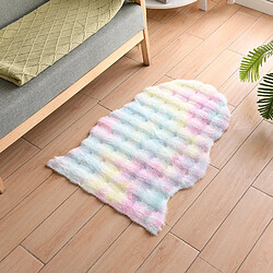 LUUCOZK Tapis Shaggy en fausse fourrure pour chambre à coucher, salon - Slip - Tie dye coloré-Irrégulier 60x110cm