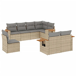 vidaXL Salon de jardin avec coussins 8 pcs beige résine tressée