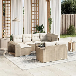 Maison Chic Salon de jardin 11 pcs avec coussins, Ensemble Tables et chaises d'extérieur beige résine tressée -GKD640913