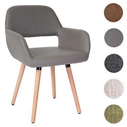 Mendler Chaise de salle à manger Altena II, fauteuil, design rétro des années 50 ~ similicuir, taupe 