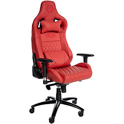 Decoshop26 Fauteuil de bureau sur roulettes mécanisme de bascule en véritable cuir rouge cadre métallique 10_0002511