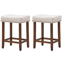 Helloshop26 Lot de 2 tabourets de bar et cusine hauteur 61 cm avec assise rembourrée en eponge comfort de style rétro pour bistro beige 20_0005852