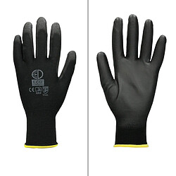 ECD Germany 24 Paires de Gants de Travail en PU - Taille 8-M - Noir - Élastique - Protection Usages Multiples - pour Mécanicien Constructeurs Travail de Jardin Bricolage Montage - Multifonction