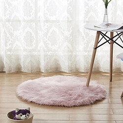 LUUCOZK Tapis moelleux en fausse fourrure, tapis à poils longs pour chambre à coucher et salon, rose-180 cm de diamètre 