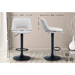 Non Lot de 2 tabourets de bar Camden velours noir 