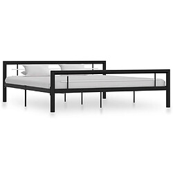 Maison Chic Lit adulte - Lit simple Cadre de lit,Structure du lit Contemporain Noir et blanc Métal 180 x 200 cm -MN37438