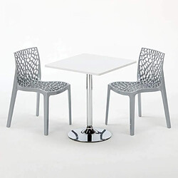 Avis Grand Soleil Table Carrèe Blanc + 2 Chaises Colorées