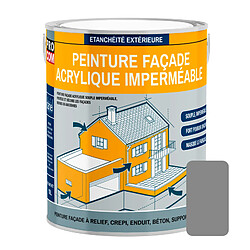 PRO COM Peinture façade PROCOM crépi, façade à relief, imperméabilisation et protection des façades - Durable jusqu'à 10 ans-2.5 litres-Gris (RAL 7001) 