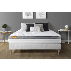 Septnuits Ensemble Memo Zen 180 x 200 cm Matelas + sommier kit blanc 180x200 Memo Zen Mousse à mémoire de forme MAXI épaisseur