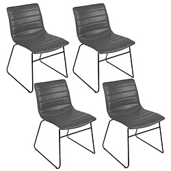 Toilinux Lot de 4 Chaises design industriel Brooklyn - Gris