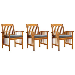 Maison Chic Lot de 3 Chaises à manger et coussins,Fauteuil/Chaises à dîner Bois d'acacia massif -MN95817