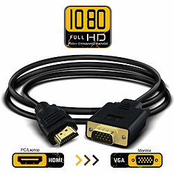 INECK® Câble Adaptateur Convertisseur HDMI vers 15pin VGA Mâle 1,8m