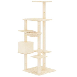 Arbre à chat avec griffoirs,niche pour chat en sisal Crème 142 cm -MN99429 pas cher