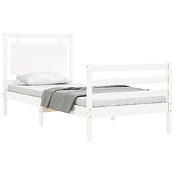 Acheter Maison Chic Cadre/structure de lit avec tête de lit pour adulte - Lit Moderne Chambre blanc petit simple bois massif -MN12709