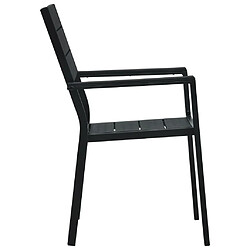 Acheter Maison Chic Lot de 4 Chaises de jardin,Fauteuil d'extérieur Noir PEHD Aspect de bois -MN35236