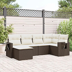 vidaXL Salon de jardin avec coussins 6 pcs marron résine tressée