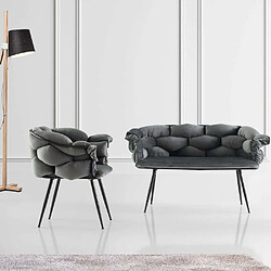 Hanah Home Ensemble canapé et fauteuils Balon gris foncé et noir.