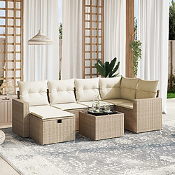 vidaXL Salon de jardin avec coussins 7 pcs beige résine tressée 