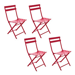 Hesperide Lot de 4 chaises de jardin pliables en métal Greensboro - Grenade Hespéride - Lot de 4 chaises de jardin pliables en métal Greensboro - Grenade - Design