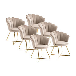 Vente-Unique Lot de 6 chaises en velours et métal - Beige et doré - FIORI II