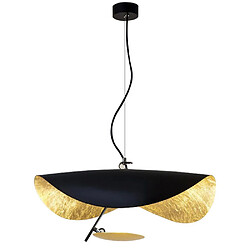 Universal Lustre OVNI de 40 cm, lumière chaude LED 220V Art Salle à manger Salon Apprentissage Chapeau de paille Design Lustre noir extérieur et doré intérieur 