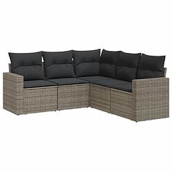 Maison Chic Salon de jardin 5 pcs avec coussins | Ensemble de Table et chaises | Mobilier d'Extérieur gris résine tressée -GKD82196