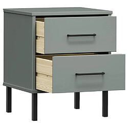 Acheter vidaXL Table de chevet avec pieds en métal Gris Bois pin massif OSLO