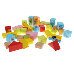 46pcs bois géométrie blocs cognitifs empilables jeu enfants jouet-animal marin