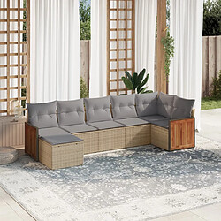 vidaXL Salon de jardin avec coussins 7 pcs beige résine tressée 