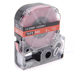 vhbw cassette à bande cartouche 6mm blanc sur rouge pour imprimante d´étiquette Epson LabelWorks LW-1000P, LW-600P remplace LC-2RWP, SD6RW. 