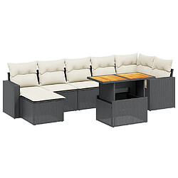 vidaXL Salon de jardin 8 pcs avec coussins noir résine tressée