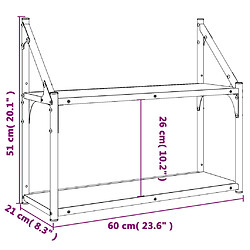 vidaXL Étagère murale 2 niveaux chêne fumé 60x21x51 cm pas cher