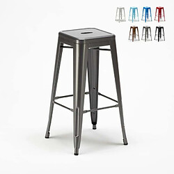 Ahd Amazing Home Design Tabouret Tolix industriel en acier et métal pour bars et cuisines Steel Up, Couleur: Gris 